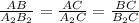 \frac{AB}{A_{2}B_{2} } =\frac{AC}{A_{2}C}=\frac{BC}{B_{2}C}