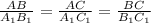 \frac{AB}{A_{1}B_{1} } =\frac{AC}{A_{1}C_{1}}=\frac{BC}{B_{1}C_{1}}