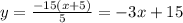 y=\frac{-15(x+5)}{5}=-3x+15