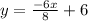 y=\frac{-6x}{8}+6