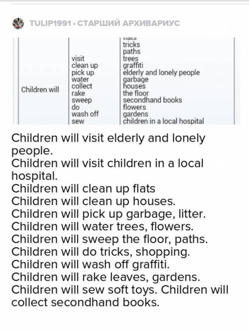 1. vocabulary. how can children help people in the neighbourhood? match the columns