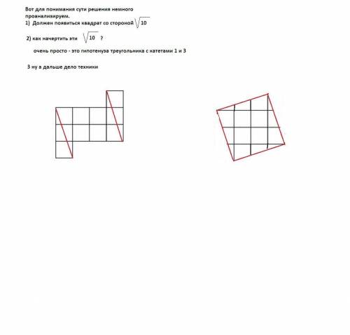 Разрежьте фигуру двумя прямолинейными разрезами на такие части, из которых можно сложить квадрат. по
