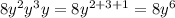 8y^{2}y^{3}y = 8y^{2+3+1} =8y^{6}