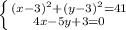 \left \{ {{(x-3)^2+(y-3)^2=41} \atop {4x-5y+3=0}} \right.
