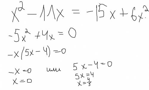 Икс квадрат минус 11 икс равно минус 15 икс плюс 6 минус икс квадрат