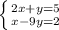 \left \{ {2x+y=5} \atop {x-9y=2}} \right.