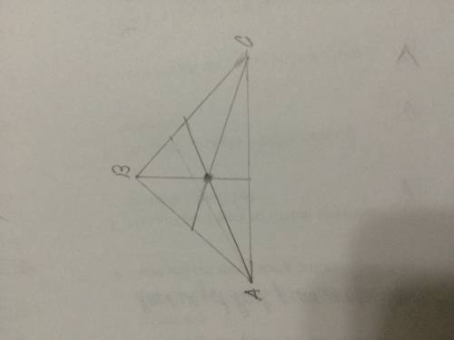 Нарисуйте треугольник, бессиктрисы его углов и отметьте точку пересечения бессиктрис