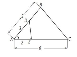 Точки d и е лежат на сторонах ав и ас треугольника авс. найдите: а)s ade, если ав=5см, ас=6см, ad=3с