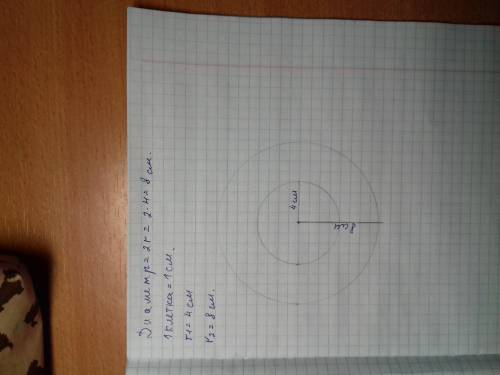 Две окружности имеют общий центр. радиус одной окружности – 4 см, а радиус второй окружности составл