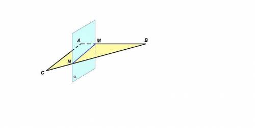 Плоскость альфа пересекает стороны ав и вс треугольника авс в точках м и n соответственно и параллел