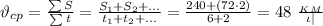 \vartheta_{cp}= \frac{\sum S\varthetaS}{\sum t} = \frac{S_1+S_2+...}{t_1+t_2+...} = \frac{240+(72\cdot 2)}{6+2}=48 \ \frac{_K_M}{\iota|}