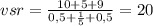 vsr= \frac{10+5+9}{0,5+ \frac{1}{5}+0,5 } =20