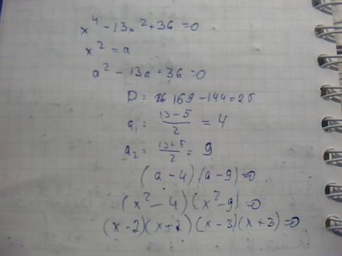 Разложить на множители х^4-13х^2+36