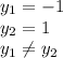 y_1=-1\\y_2=1\\y_1 \neq y_2