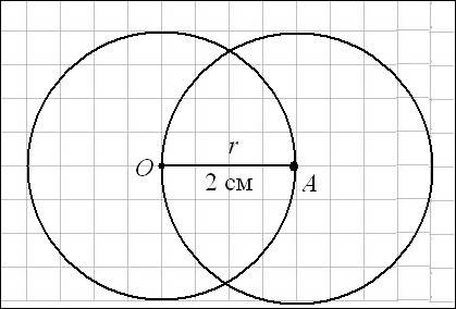 На окружности с центром о и радиусом 2см отметьте точку а .постройте окружность с центром а и радиус