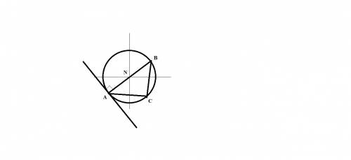 Начертите и обозначьте окружность с центром n и радиусом 2 см. постройте диаметр ab, хорды ac и bc,