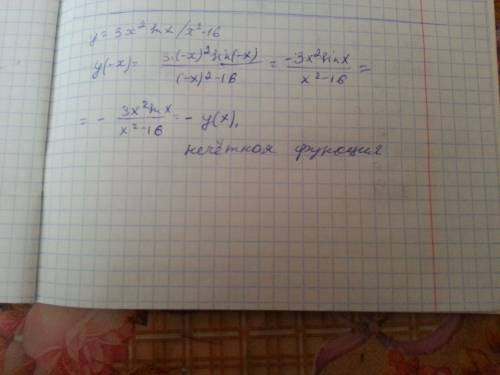 Докожите что функция y=3x^2×sinx/x^2-16 является нечетной