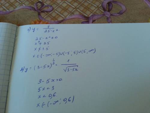 Найти d(y) а)y=7/(25-x^2) б)y=(3-5x)^1/2