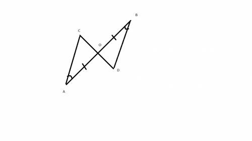 Доказать теорему дано: ав (знак пересечения) сd=0 ао=во, угол а=угол в доказать: треуг. аос=треуг. в