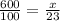 \frac{600}{100}= \frac{x}{23}