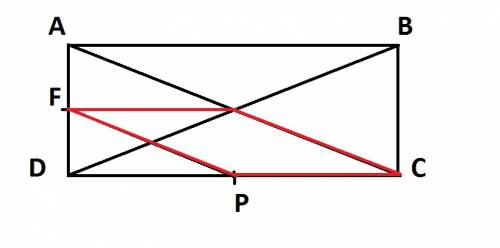 Впрямоугольнике авсд диагонали пересекаются в точке о, а р и f f-середины сторон dc и ad соответстве