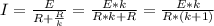 I= \frac{E}{R+ \frac{R}{k}} = \frac{E*k}{R*k+R} = \frac{E*k}{R*(k+1)}