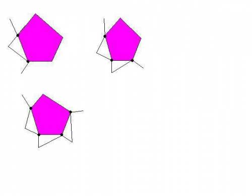 Могут ли пятиугольник и ломаная иметь 2 общие точки? 3 общие точки? 4 общие точки? сделай рисунок