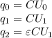 q_0 = CU_0 \\ q_1 = CU_1 \\ q_2 = \varepsilon CU_1