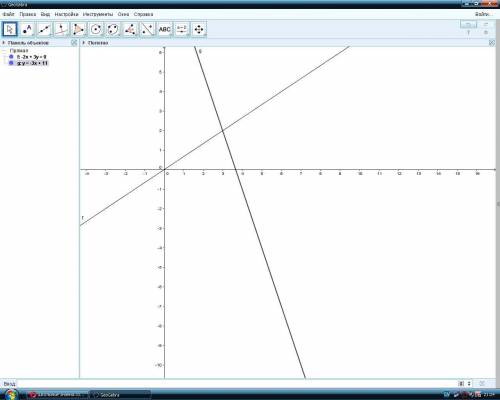 Решить систему уравнения графическим методом: 3у-2x=0 у= -3x=11