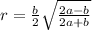 r=\frac{b}{2}\sqrt{\frac{2a-b}{2a+b} }
