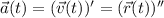 \vec{a}(t) = (\vec{v}(t))' = (\vec{r}(t))''