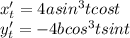 x'_t=4asin^3tcost\\ y'_t=-4bcos^3tsint