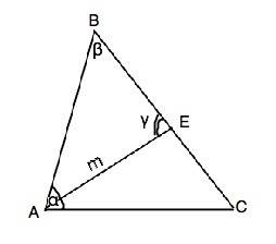 Втреугольнике авс угол а равен альфа, угол в равен бета. на стороне вс отмечена точка е, так что ае=
