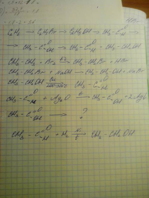 Составить уравнения реакций по схемам : этан-бромэтан-этанол-этаналь-этановая кислота-этаналь-этанол