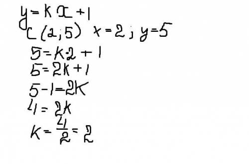 Известно что график функции y=kx+ 1 проходит через точку c 25 найди значение