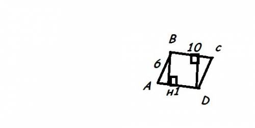 Стороны параллелограмма равняются 6см и 10см, а угол между его высотами, проведёнными с вершины тупо