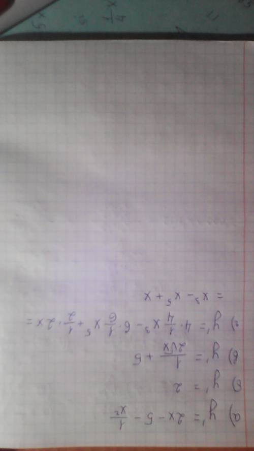 Найдите производную функции: а) y=x^2-5x+1/x; б)y=2x+3; в)y=√из x+5x+√из 8; г