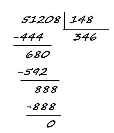 Найдите частное двух чисел 51208 и 148