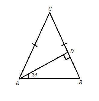 Решить в треугольнике авс ас=вс, ад- высота, угол вад равен 24 градуса. найдите величину угла с(в г