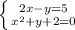 \left \{ {{2x - y = 5} \atop { x^{2} + y + 2 = 0}} \right.