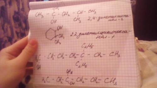 Запишите сокрощенные структурные формулы спиртов: 2,4-диметил-2-пентанол 2,2-диметилциклогексанол 5,
