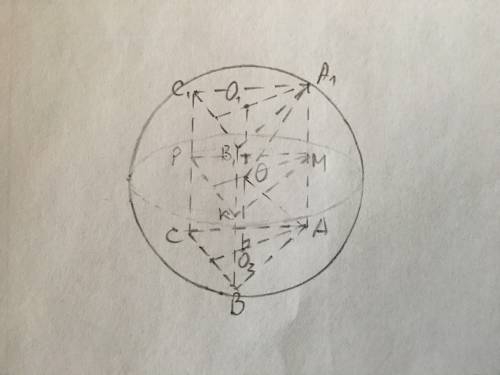 С! правильная треугольная призма вписана в шар радиуса 8. ребро основания призмы равно 5. найдите вы