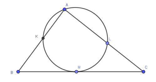 Решить. окружность, проходящая через вершину а треугольника авс, касается стороны вс в точке м и пер