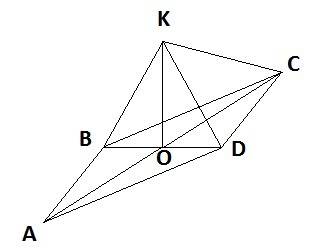 Длина стороны ромба abcd равна 5 см, длина диагонали bd равна 6 см. через точку o пересечения диагон