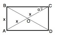 через прямоугольника в 2 раза больше одной из его стоон. найдите углы между диагоналями.
