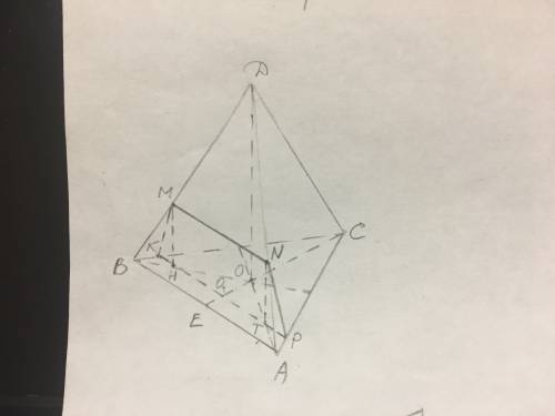Вправильной треугольной пирамиде dabc со стороной основания ав, равной 30, боковое ребро равно 20. т