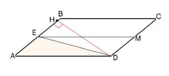 Площадь параллелограмма abcd равна 10. точка е-середина стороны ab. найдите площадь треугольника aed