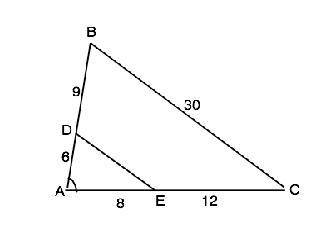 Втреугольнике abc сторона bc=30 см. на стороне ab отложен отрезок ad=6 см, а на стороне ac-отрезок a