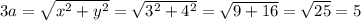 3a= \sqrt{ x^{2}+ y^{2} } = \sqrt{ 3^{2} + 4^{2} } = \sqrt{9+16} = \sqrt{25} =5