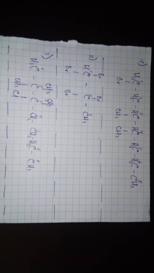 Напишите структурные формулы таких соединений: 1)1-бром-3,4-диметилгептан; 2)1,1,2,2-тетрабромпропан
